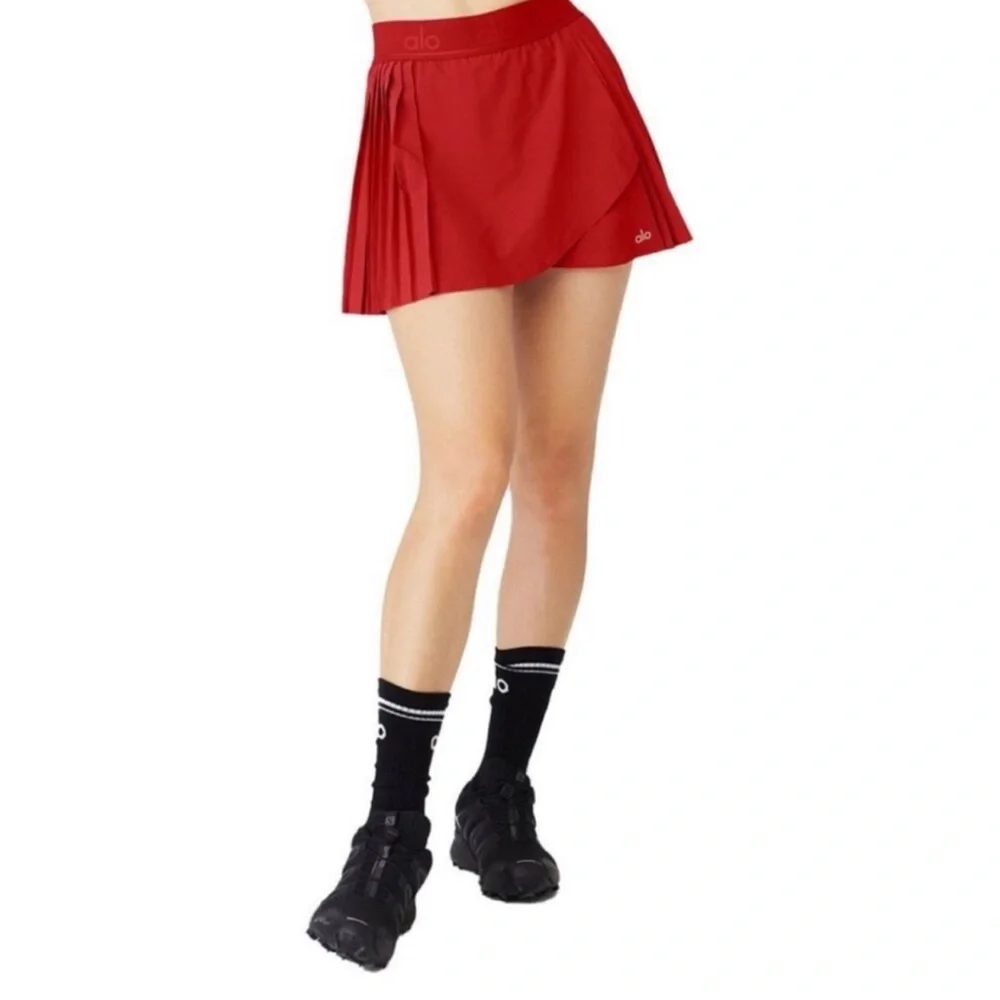 ALO Yoga Red Pleated Mini Skort